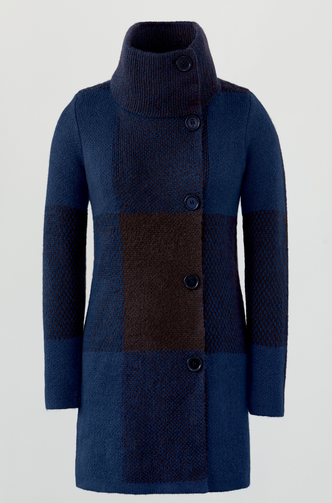 blue sweater coat